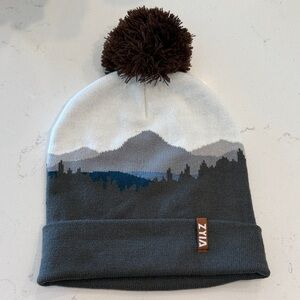 Zyia Active Women’s Mountain Beanie - White, Gray, and Brown‎ One Size Fits All